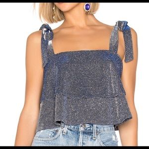 NWT Medium Superdown Helene Top in Blue Metallic